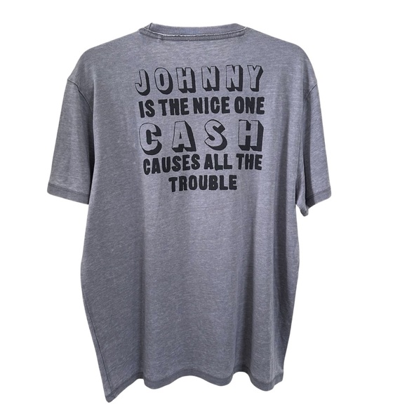 Lucky Brand Johnny Cash I Walk The Line Graphic T-Shirt Gray Men's L Distressed - Picture 3 of 4